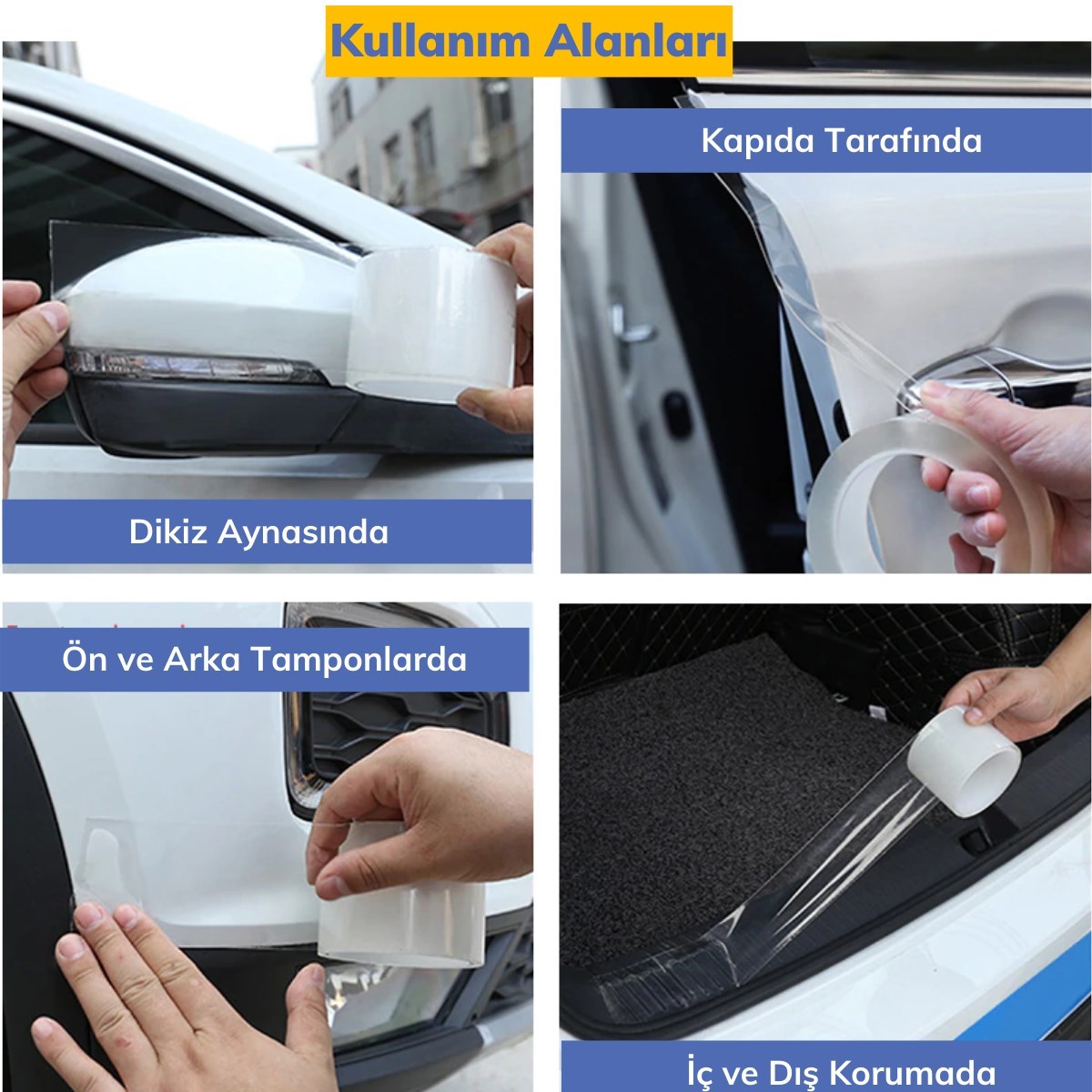 Şeffaf Su Geçirmeyen Dayanıklı Kolay Yapışan Çizilmeye Dayanıklı Oto Darbe Koruyucu Bant (4887)