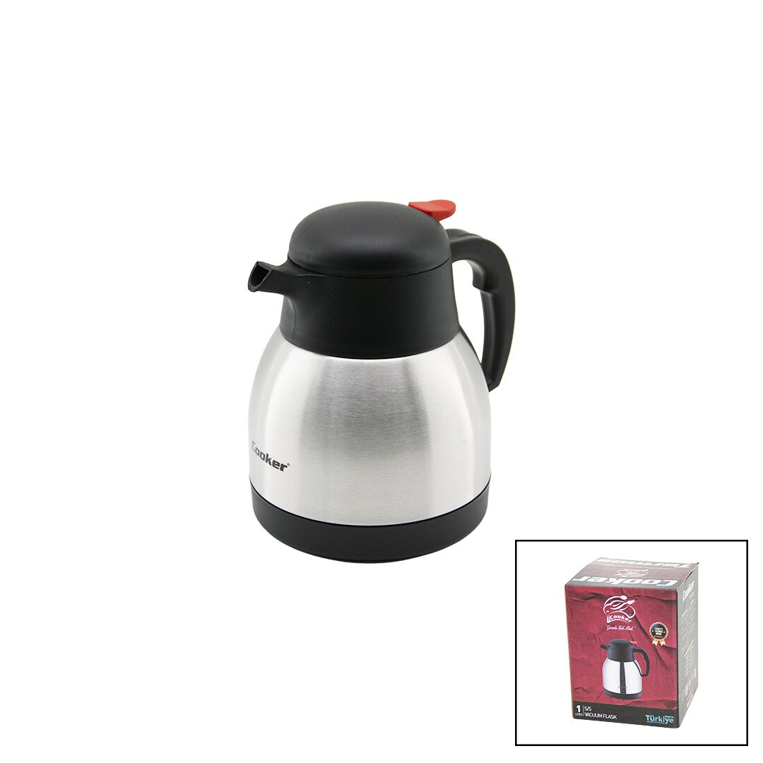 1LT 304 ÇELİK TERMOS INOX SERİSİ 12 SAAT SICAK - 24 SAAT SOĞUK ÇİFT CONTALI KAPAK CKR-2035 (4887)