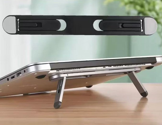 2 Kademeli Katlanabilir ve Yapışkanlı Laptop Standı Siyah (4887)