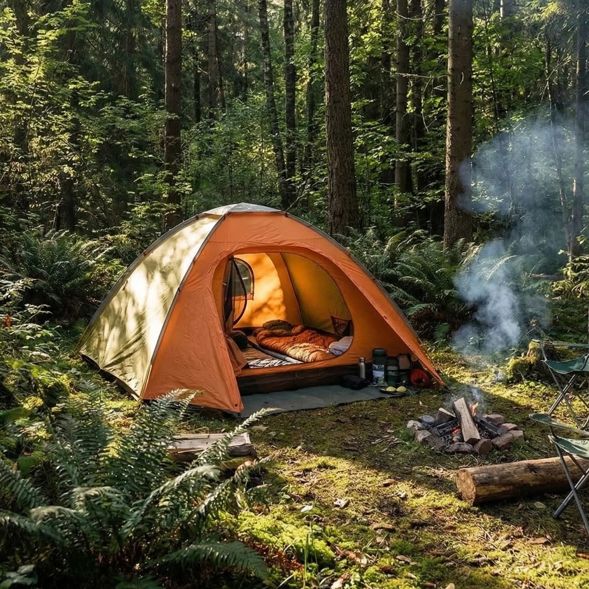 4 Kişilik Yarı Otomatik Kamp Çadırı – Suya Dayanıklı, Hızlı Kurulumlu Outdoor Aile Çadırı, Doğa, Kamp ve Piknik 200x200x135 cm (4887)