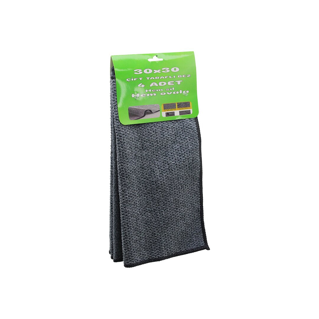 4PCS 30X30CM ÇİFT TARAFLI=MİKROFİBER - TEL BEZ ZOR KİR BEZİ HEM SİL - HEM OVALA (4887)