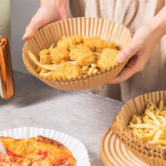 50 Adet Air Fryer Pişirme Kağıdı Tek Kullanımlık Yağ Geçirmez Yuvarlak Tabak Model PVC (4887)
