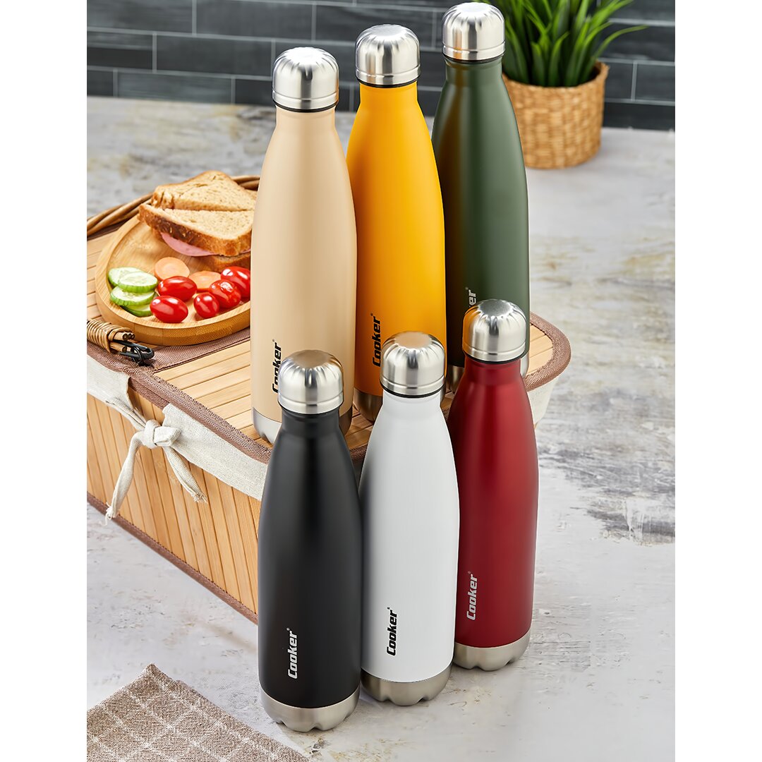 500ML RENKLİ ŞİŞE TERMOS PASLANMAZ ÇELİK - KAYDIRMAZ TPR TABAN (4887)