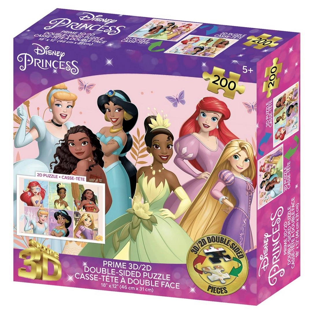 Prime 3D Disney Princess Çift Taraflı Puzzle 200 Parça