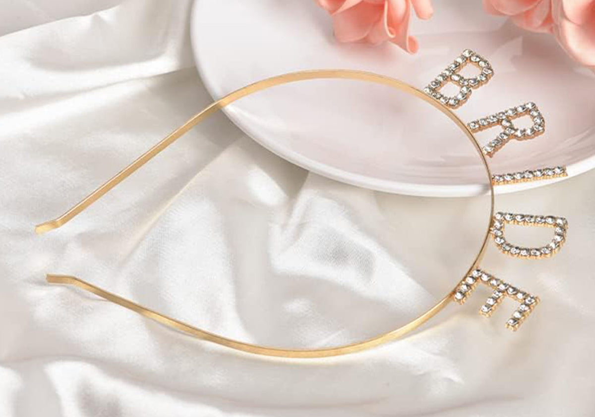 Altın Gold Renk Bekarlığa Veda Kristal Taş Bride Tacı İthal 16x10 cm (4887)