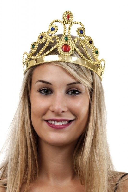 Altın Renk Plastik Prenses Tacı Kraliçe Tacı 60 cm (4887)
