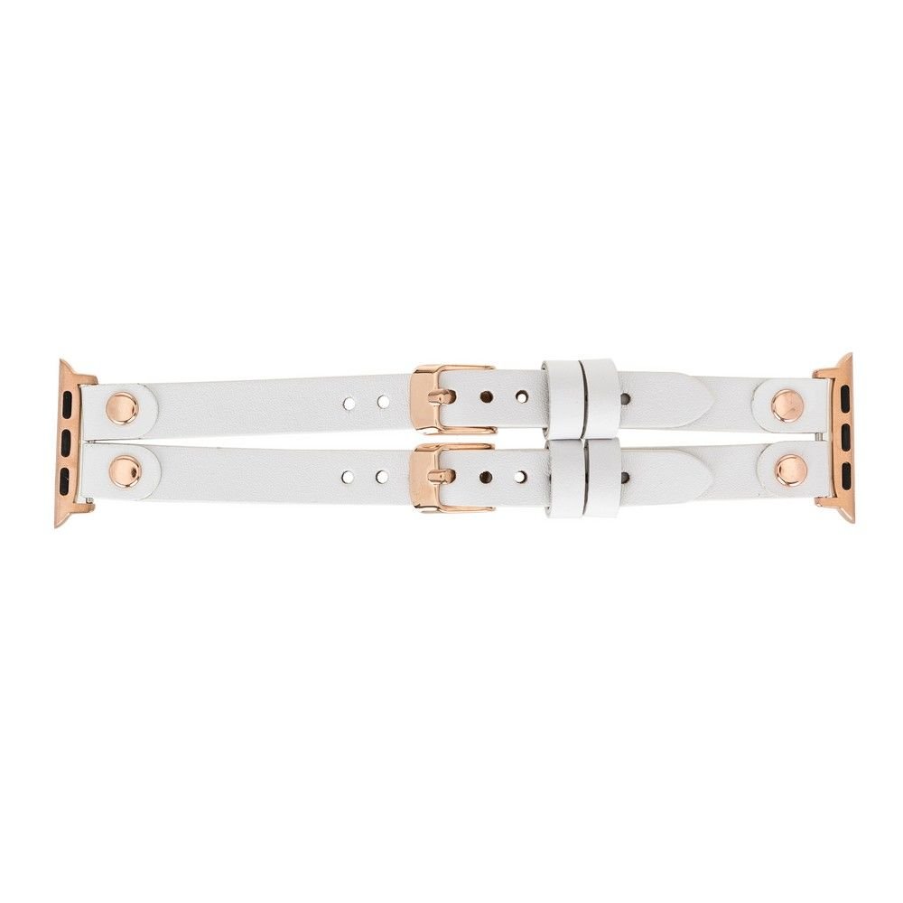 Apple Watch Uyumlu Deri Kordon Ely Double Tour F3 Beyaz