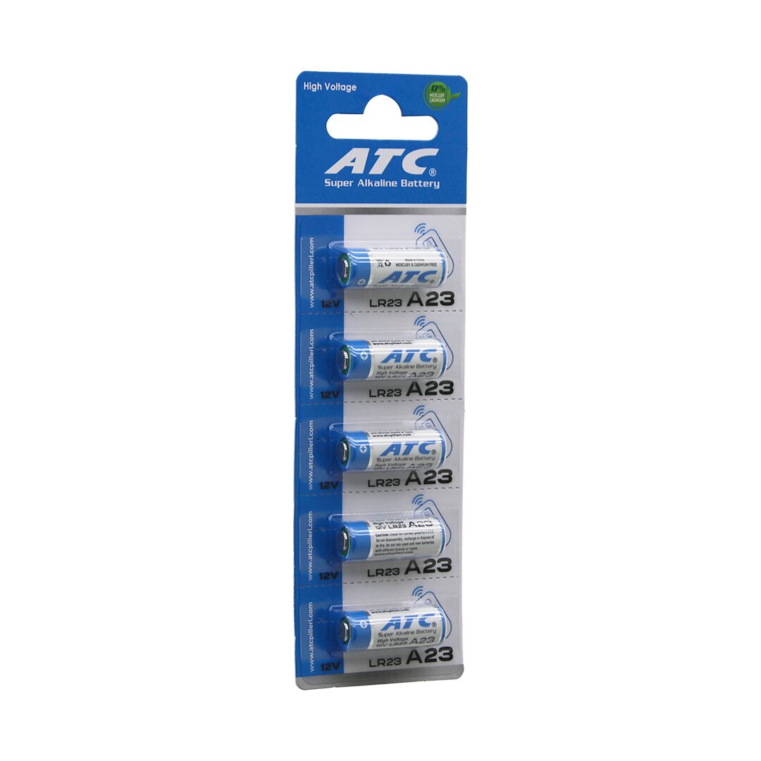 ATC SUPER ALKALİNE BATTERY A23 - 23A LR23 ARAÇ - OTO KUMANDA PİLİ 12V 5Lİ KART (4887)