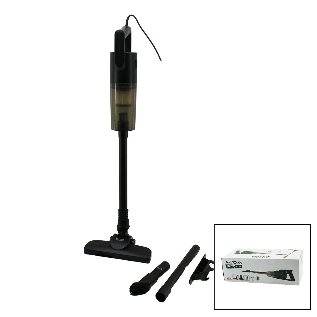 AWOX NETO VC-10 SİYAH METAL SAPLI DİK ELEKTRİKLİ SÜPÜRGE 500W 5MT KABLOSAP=75+35=110CMHEPA FİLTRE (4887)