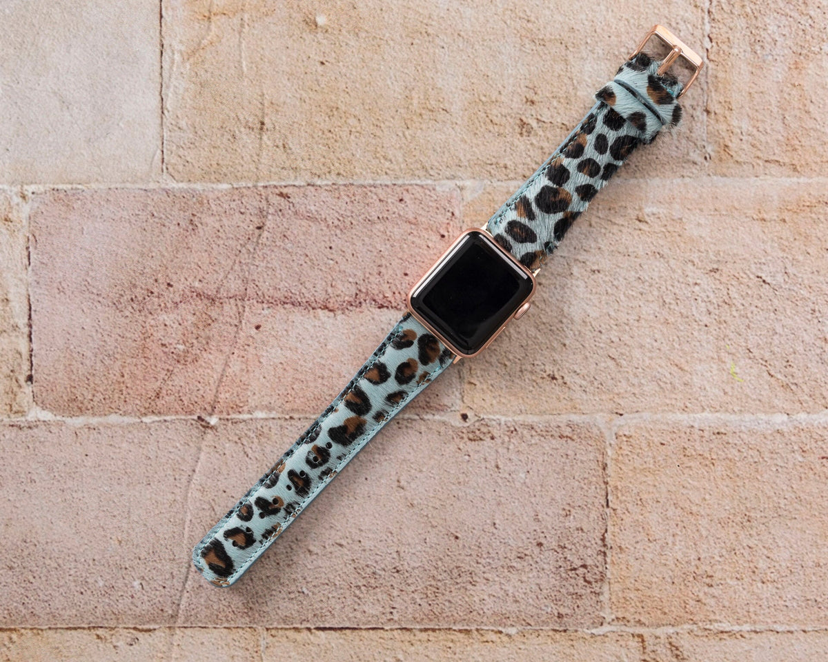 Apple Watch Uyumlu Deri Kordon 42-44-45mm Leopar LEO56N
