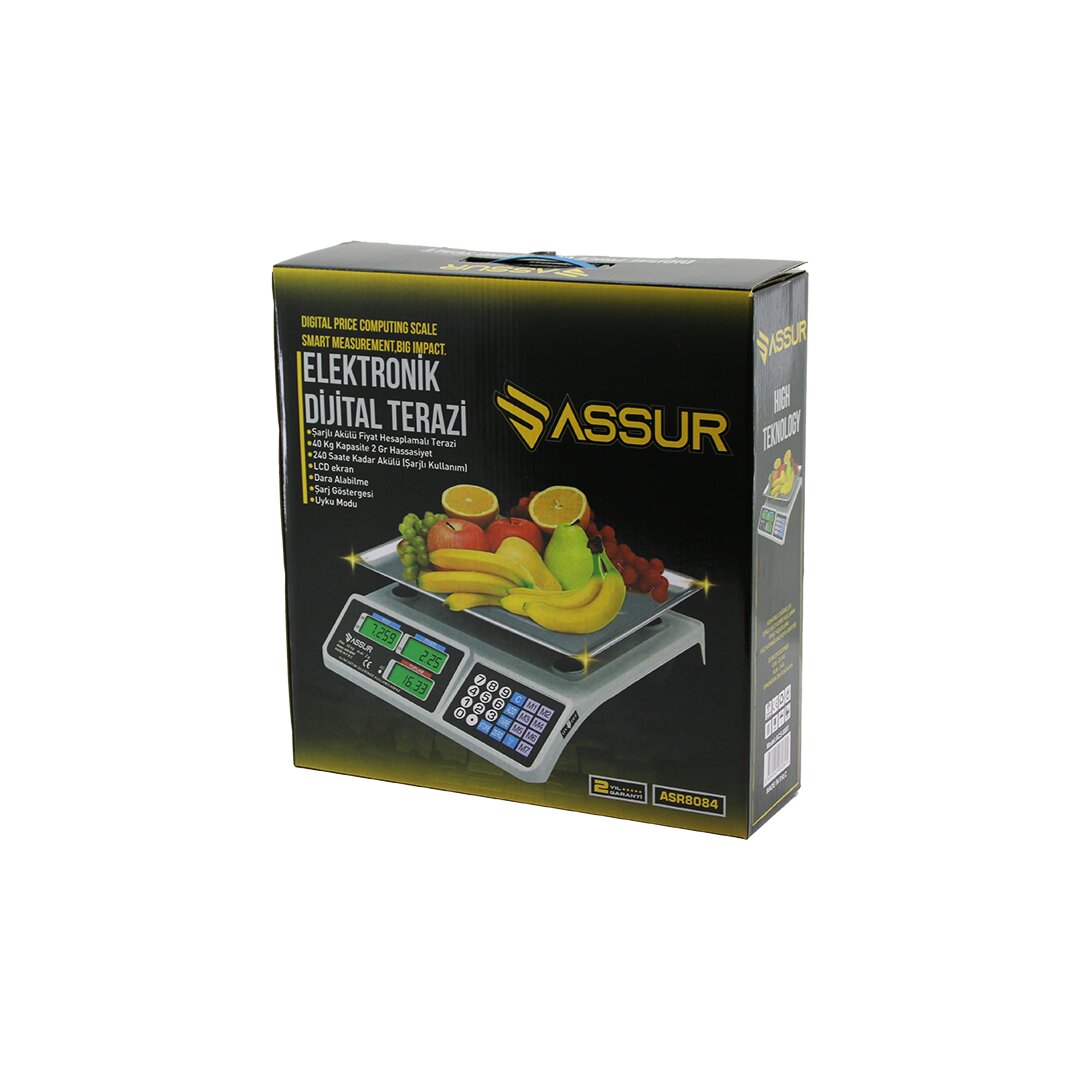 BÜYÜK DİJİTAL KARPUZ TERAZİ TARTI 40KG/2GR 7 FİYAT HAFIZASI FİŞ ŞARJLI ACS-809T (4887)