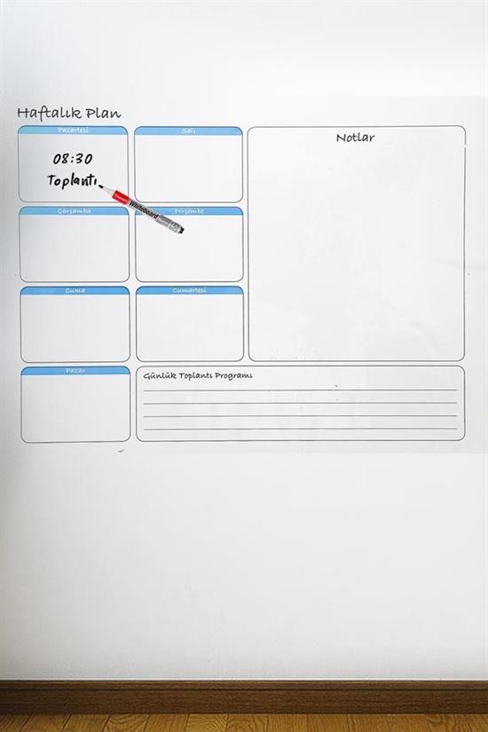 Haftalık Planlayıcı Manyetik Duvar Stickerı Takvim 70 cm x 56 cm (4887)