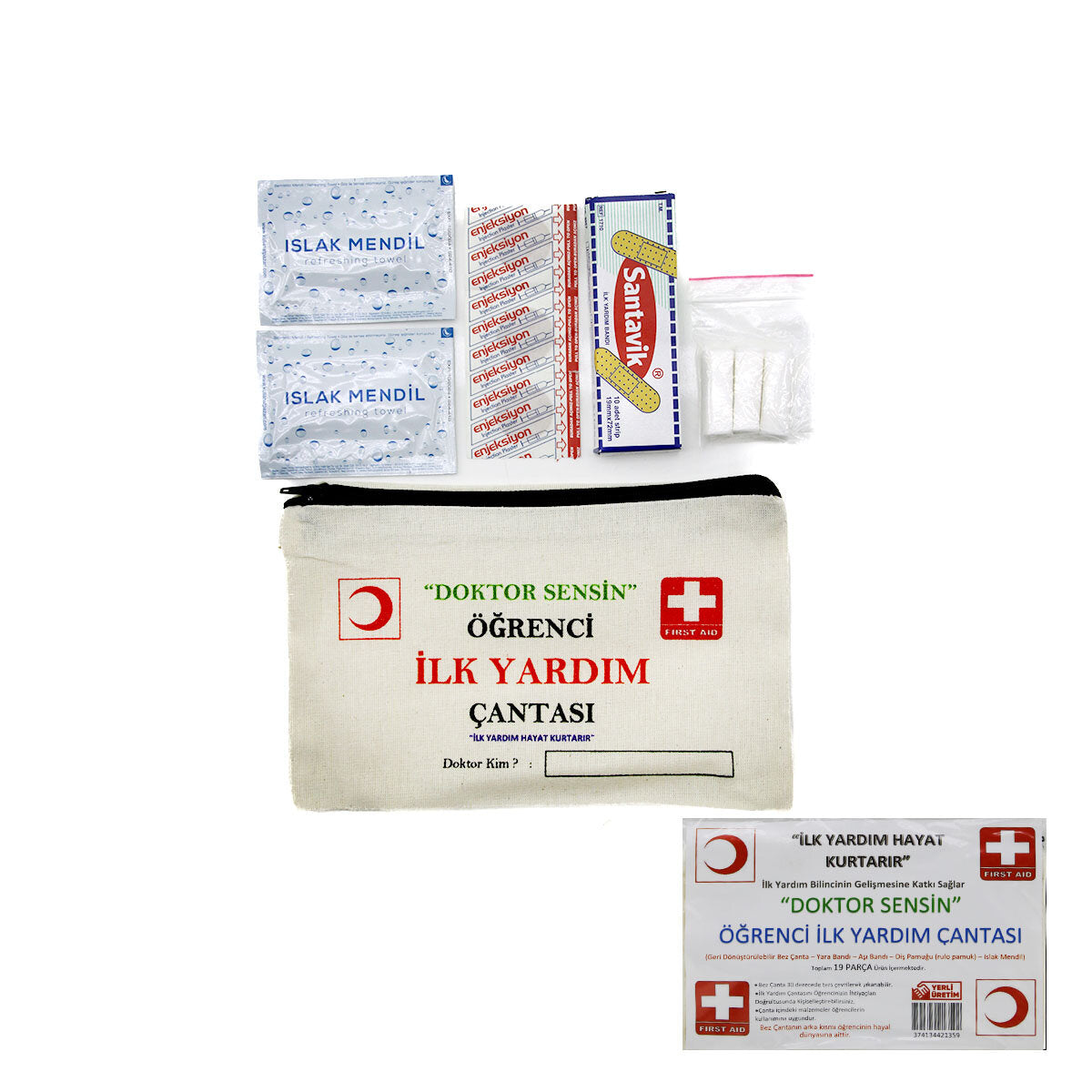 İLK YARDIM 19PCS ÖĞRENCİ ÇANTASI (4887)