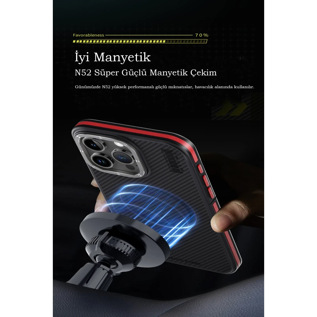 Joko Apple iPhone 15 Pro Max Kılıf Aramid 600D Kevlar Karbon Fiber Magsafe Kapak - Gri