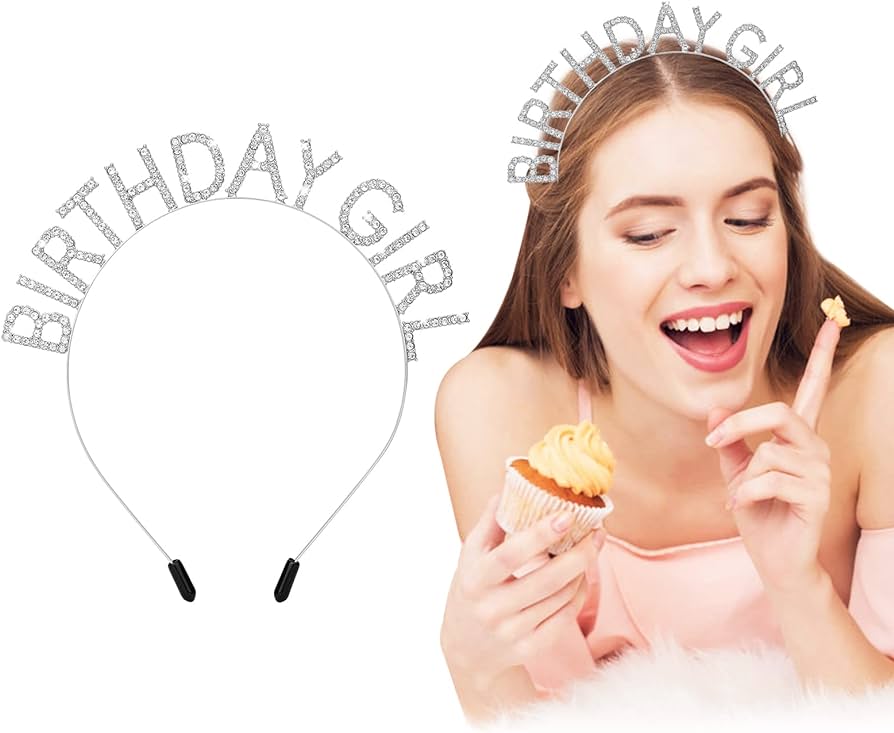 Kristal Taşlı Gümüş Birthday Girl Yazılı Doğum Günü Parti Tacı 19x11 cm (4887)