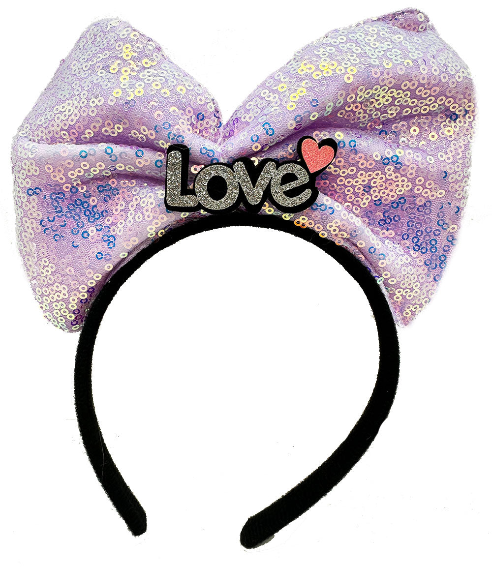 Led Işıklı 3 Farklı Fonksiyonda Yanan Gümüş Love Yazılı Lila Fiyonk Taç 20X17 cm (4887)