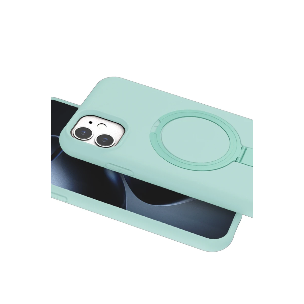 Apple iPhone 11 Regal Magsafe Standlı Kapak - Su Yeşili