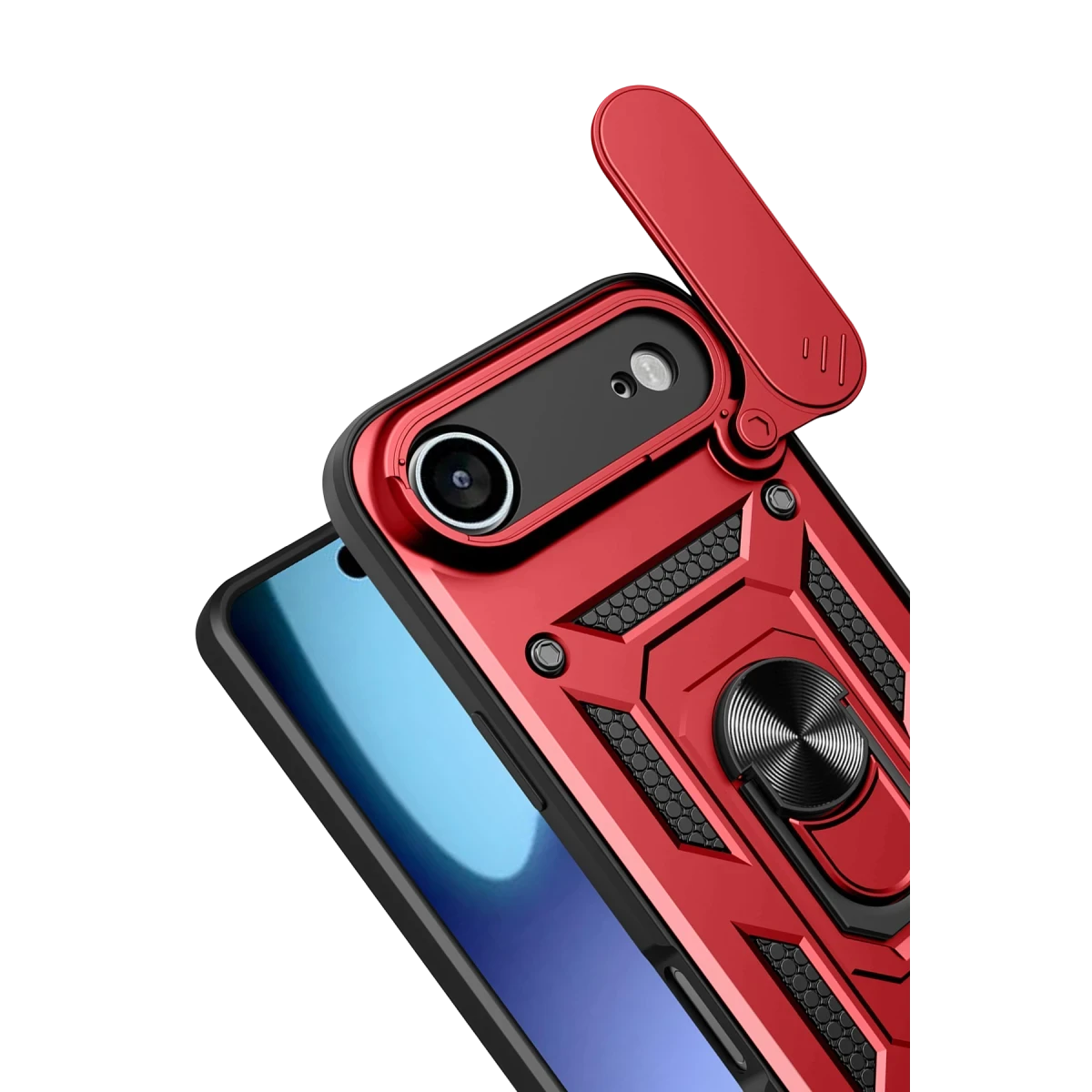 Apple iPhone 17 Air Pars Lens Yüzüklü Silikon - Kırmızı