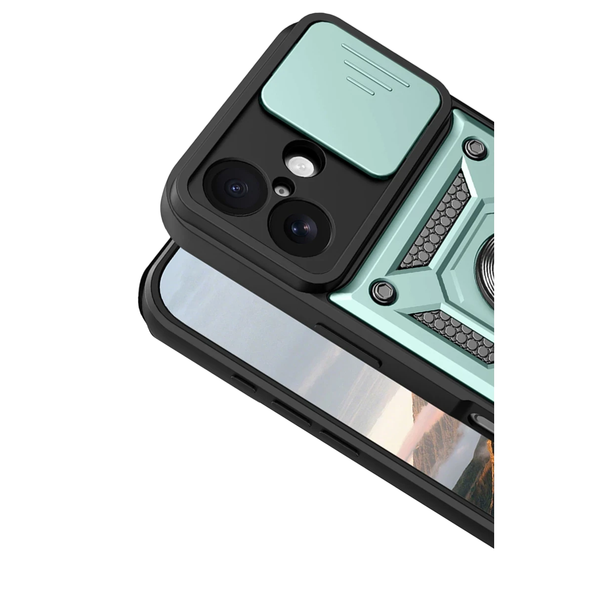 Apple iPhone 17 Pars Lens Yüzüklü Silikon - Yeşil