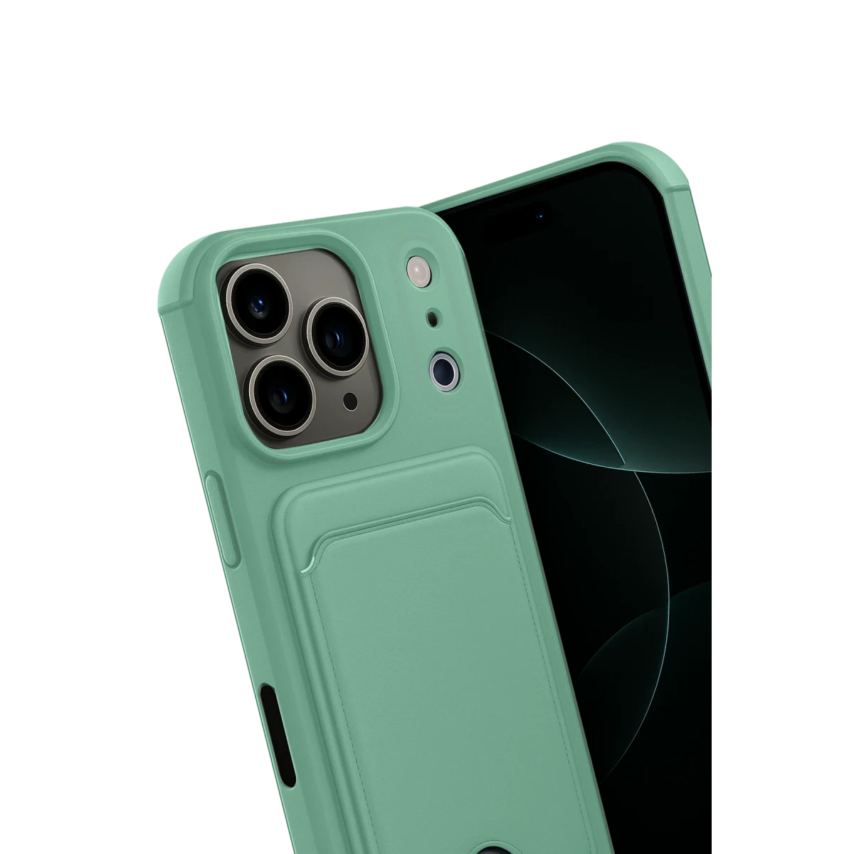 Apple iPhone 17 Pro Kelvin Kartvizitli Silikon - Açık Yeşil