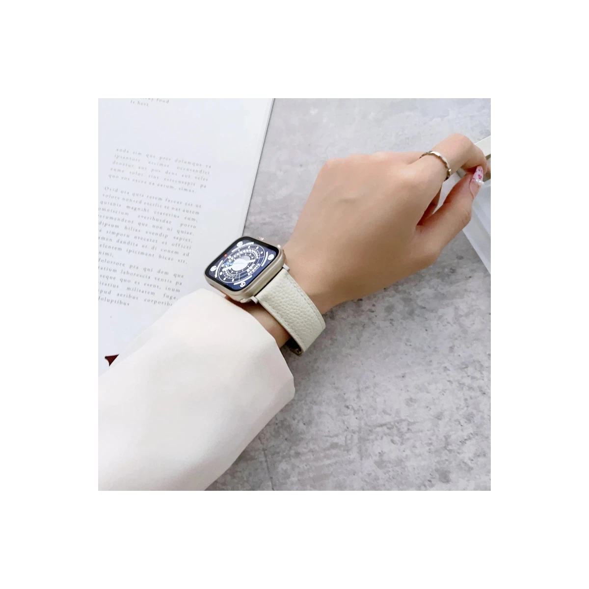 Apple Watch 42mm KR414 Daks Deri Kordon - Lacivert