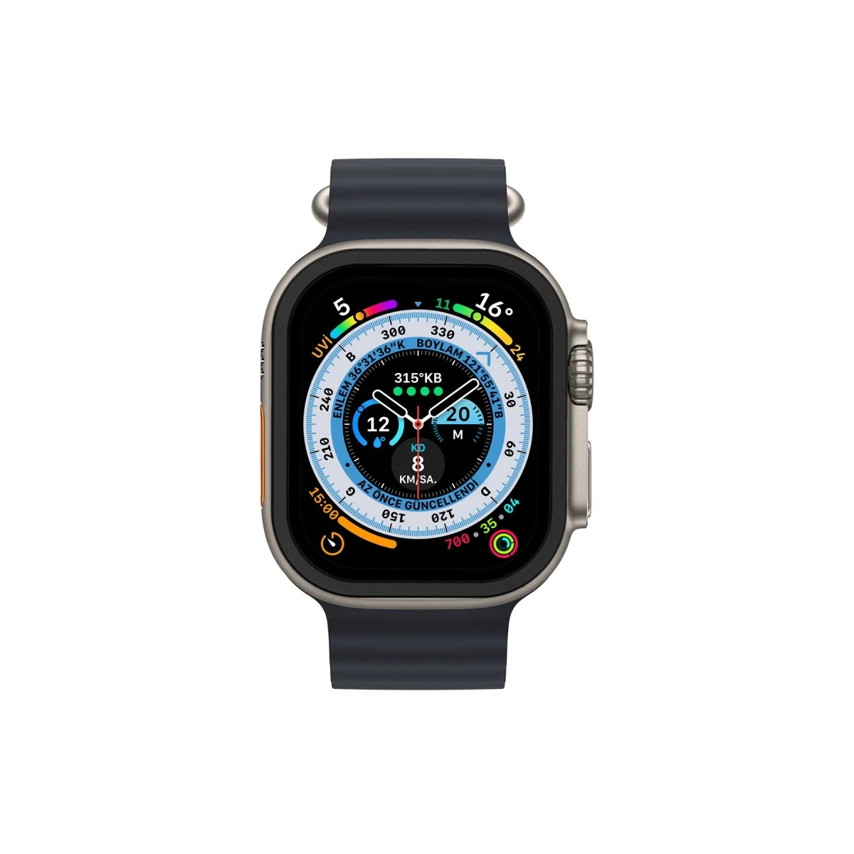 Apple Watch Ultra 49mm Alüminyum Kasa Cam Ekran Koruyucu - Siyah