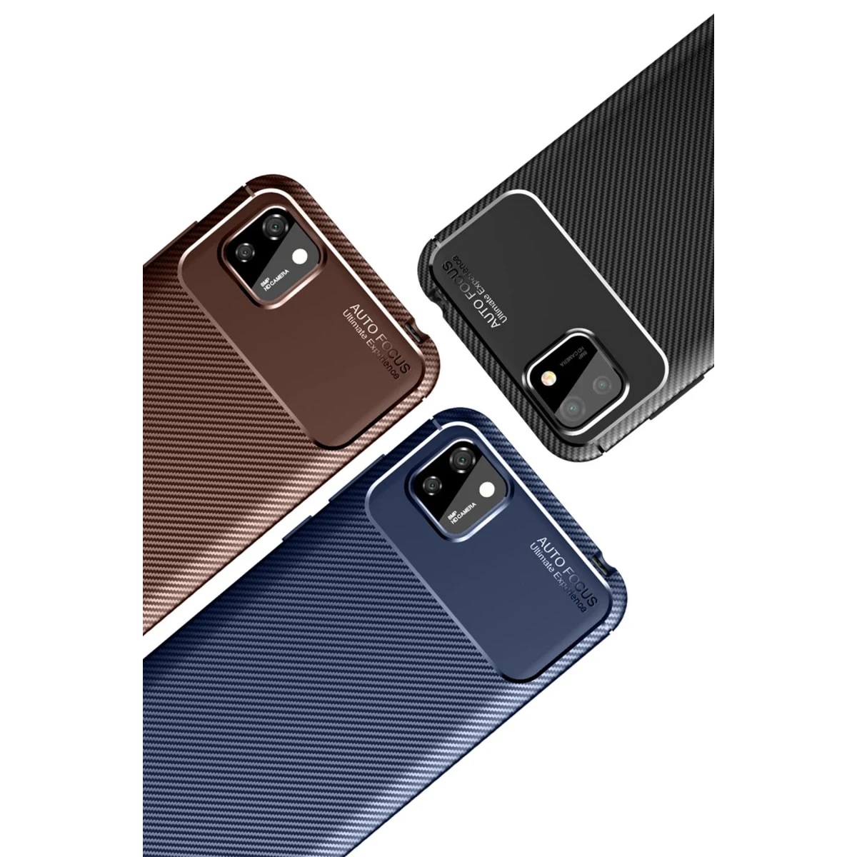 Huawei Y5P Kılıf Auto Focus Karbon Kapak - Kahverengi