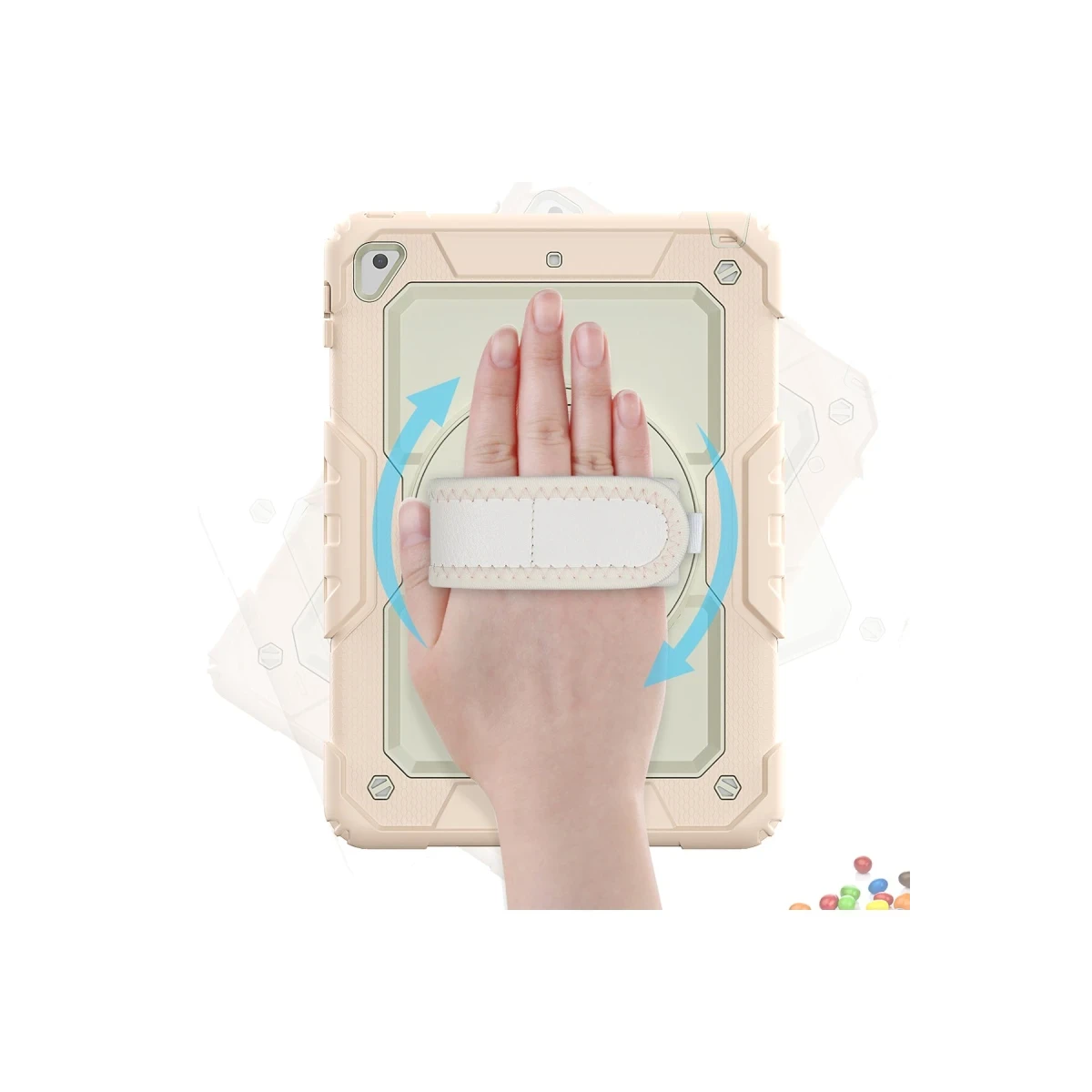 Apple iPad 5 Air 9.7 Kılıf Strap New Tablet Kapak - Pembe