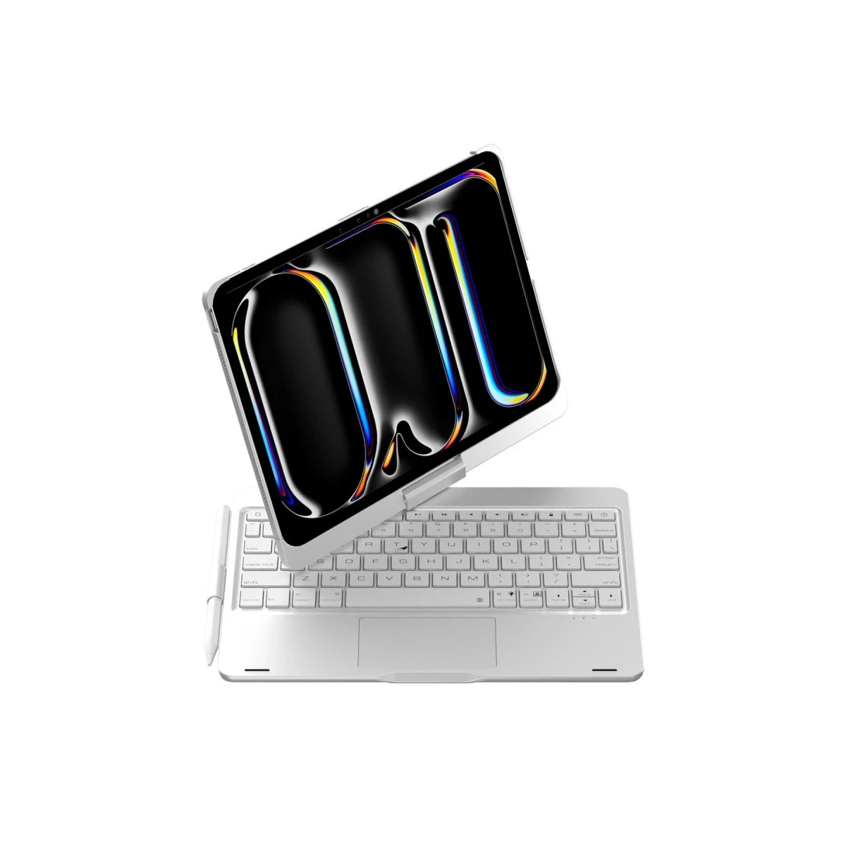 Apple iPad Pro 11 (2024) F11 ATS Kılıf Magic Dönen Klavyeli Tablet Kılıf - Gümüş