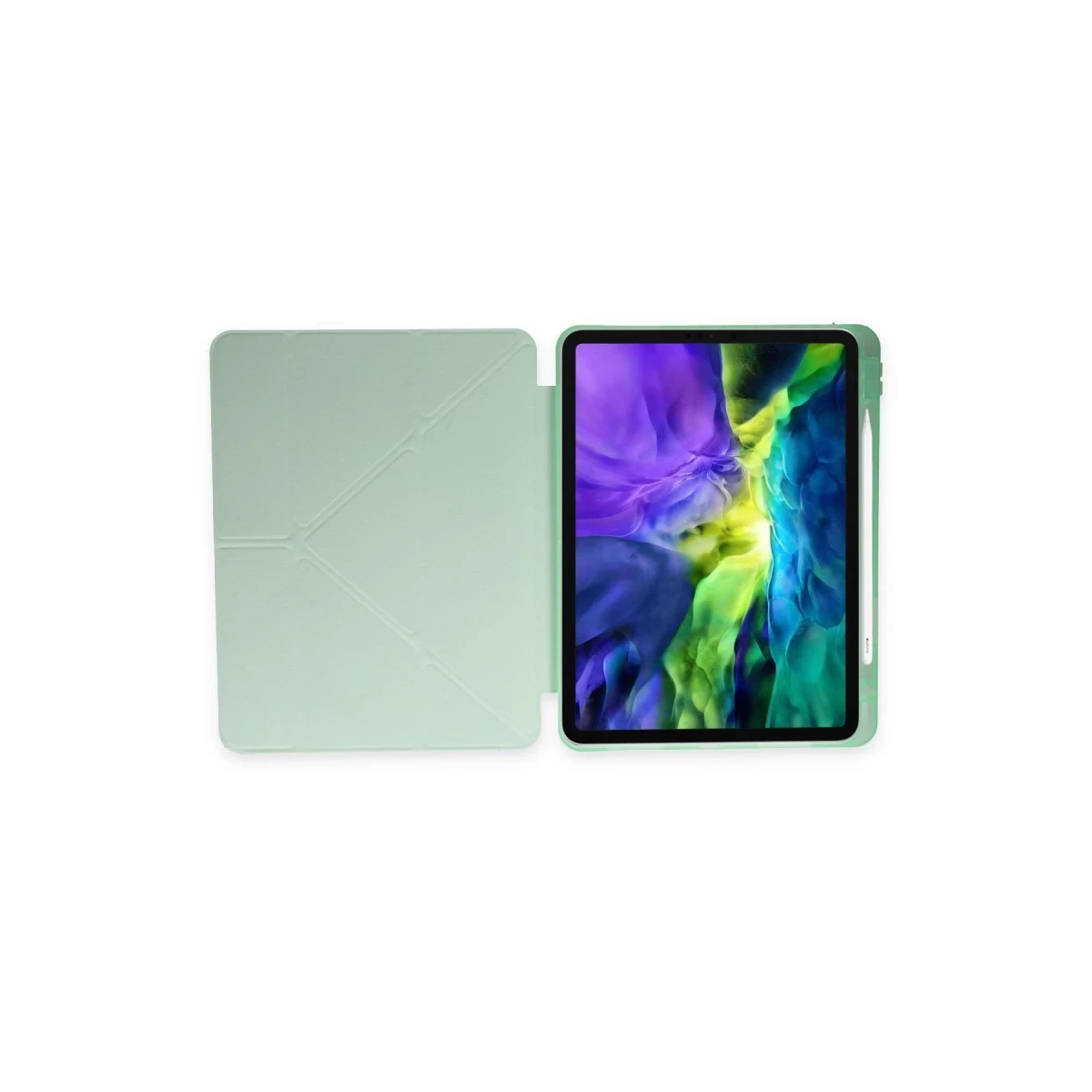Apple iPad Pro 12.9 (2021) Kılıf Kalemlikli Mars Tablet Kılıfı - Açık Yeşil