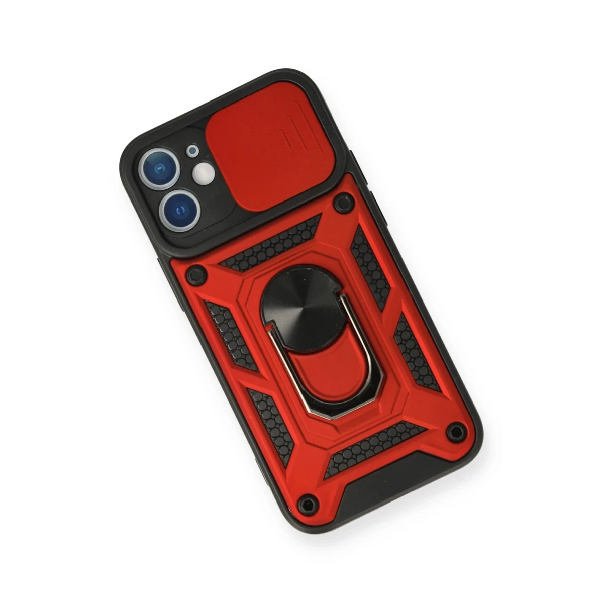 Apple iPhone 11 Kılıf Pars Lens Yüzüklü Silikon - Kırmızı