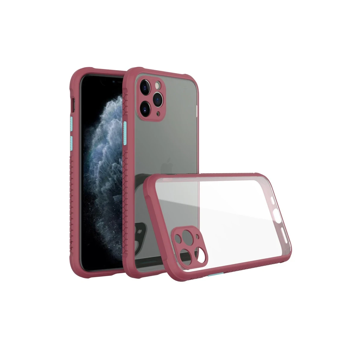 Apple iPhone 11 Pro Kılıf Miami Şeffaf Silikon - Fuşya