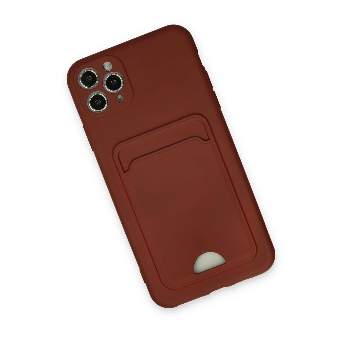 Apple iPhone 11 Pro Max Kılıf Kelvin Kartvizitli Silikon - Bordo