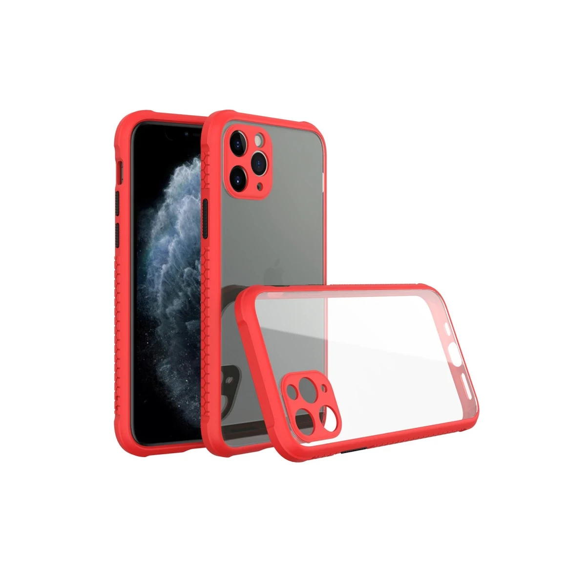 Apple iPhone 11 Pro Max Kılıf Miami Şeffaf Silikon - Kırmızı