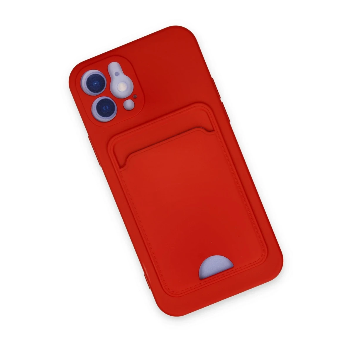 Apple iPhone 12 Kılıf Kelvin Kartvizitli Silikon - Kırmızı