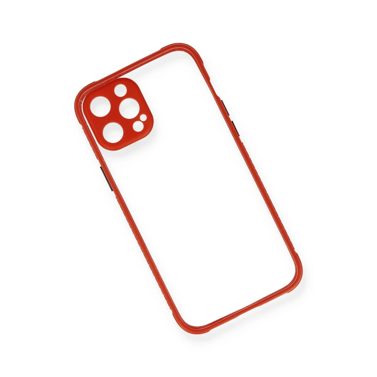 Apple iPhone 12 Kılıf Miami Şeffaf Silikon - Kırmızı