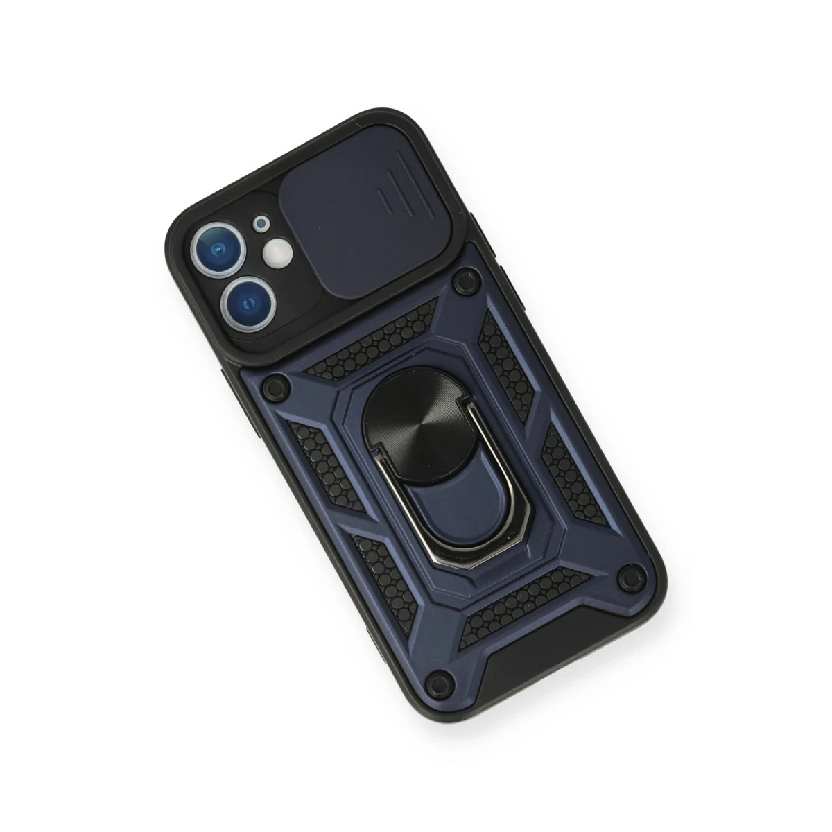 Apple iPhone 12 Kılıf Pars Lens Yüzüklü Silikon - Lacivert