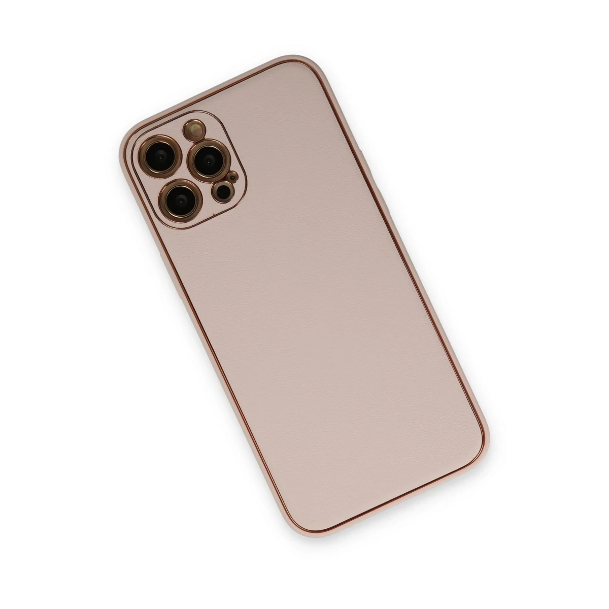 Apple iPhone 12 Pro Kılıf Coco Deri Silikon Kapak - Pudra