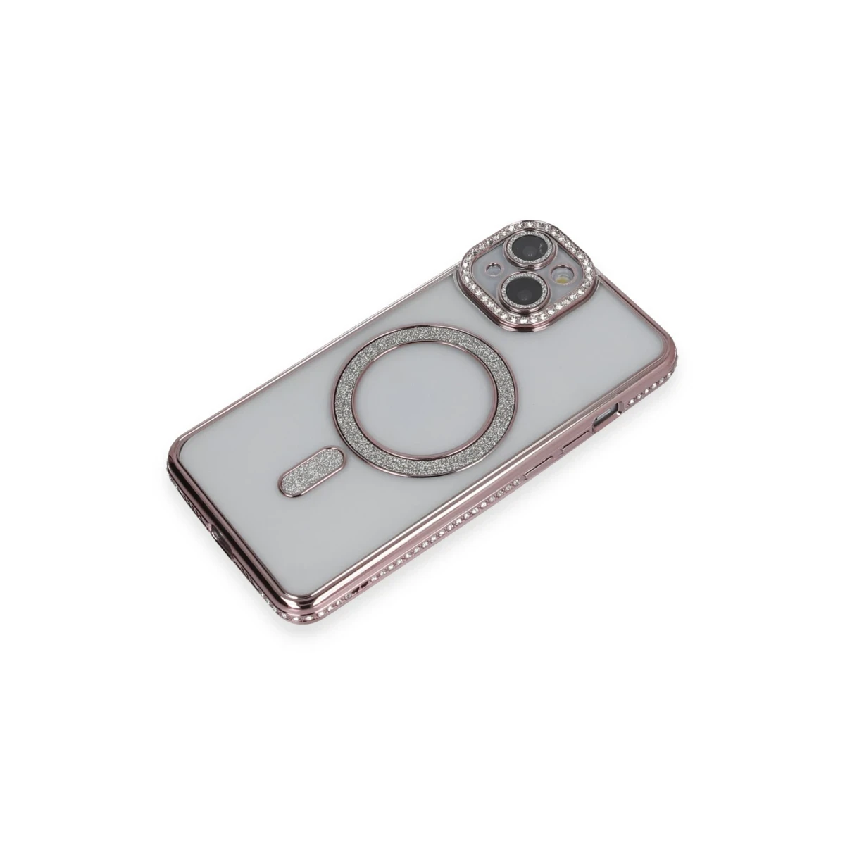 Apple iPhone 13 Kılıf Joke Simli Magneticsafe Kılıf - Pembe