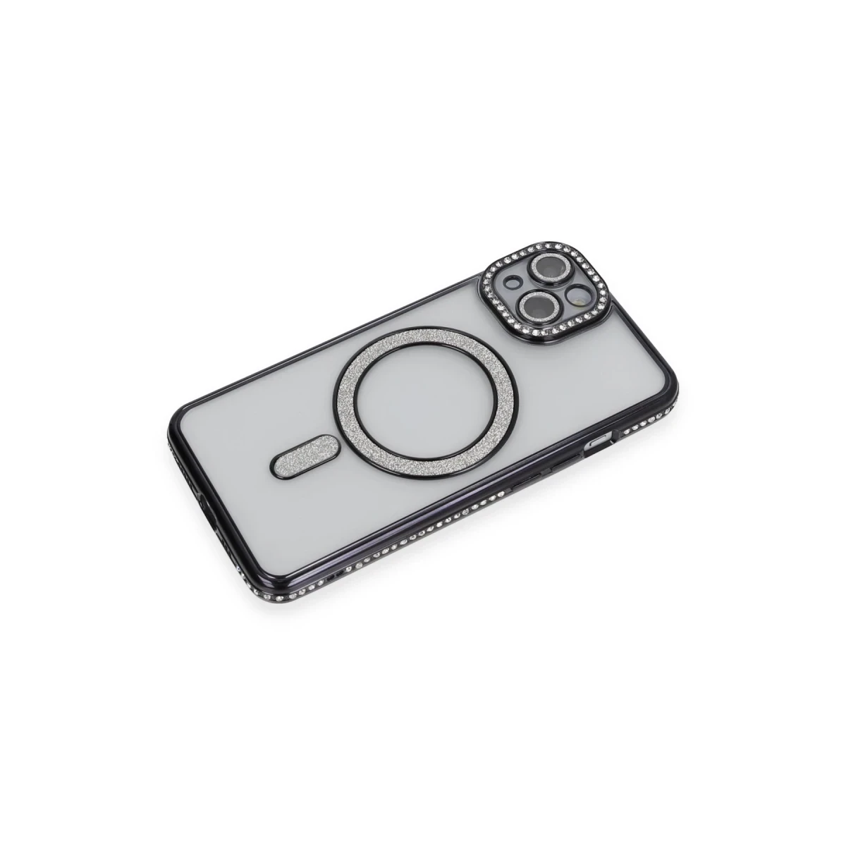 Apple iPhone 13 Kılıf Joke Simli Magneticsafe Kılıf - Siyah