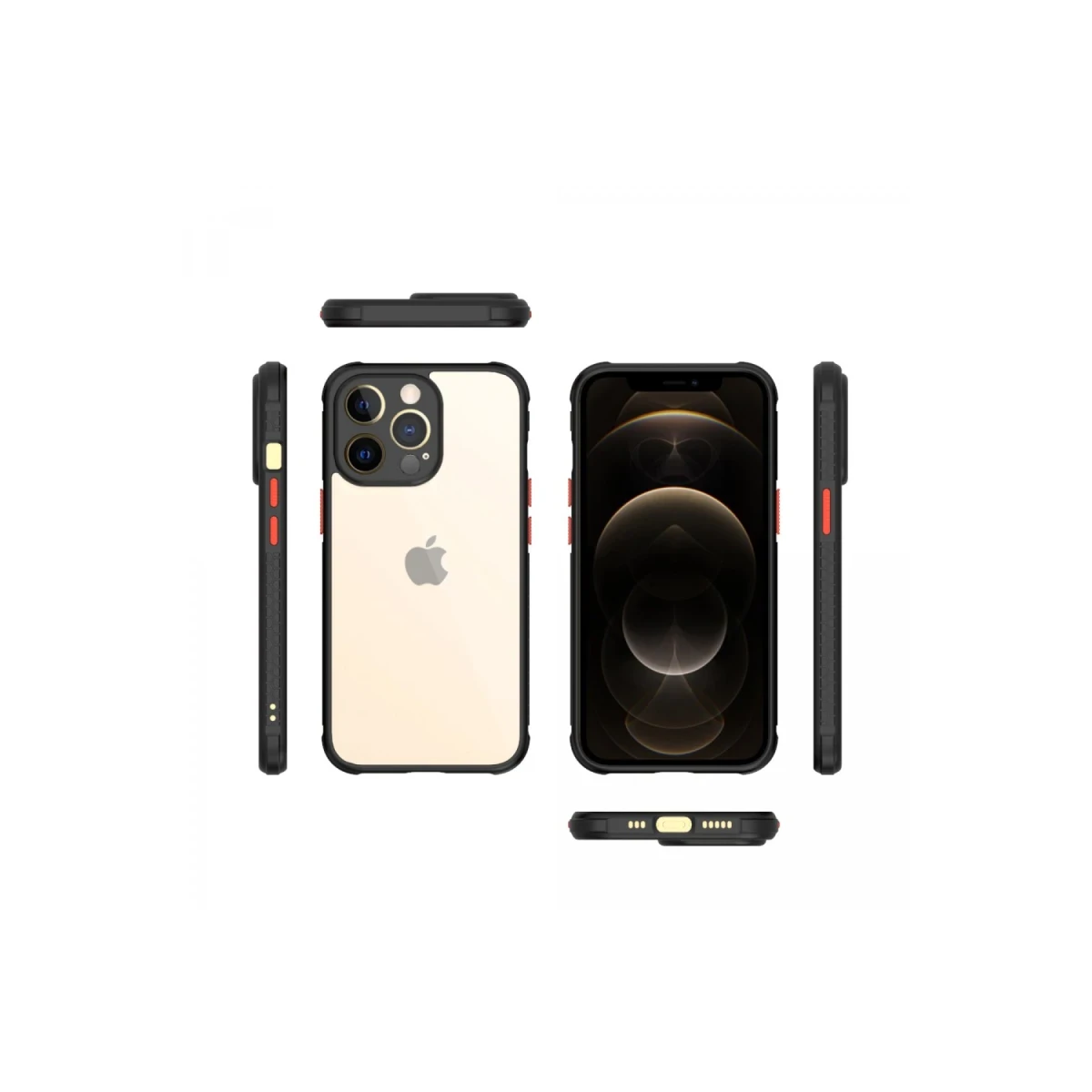 Apple iPhone 13 Pro Kılıf Miami Şeffaf Silikon - Siyah