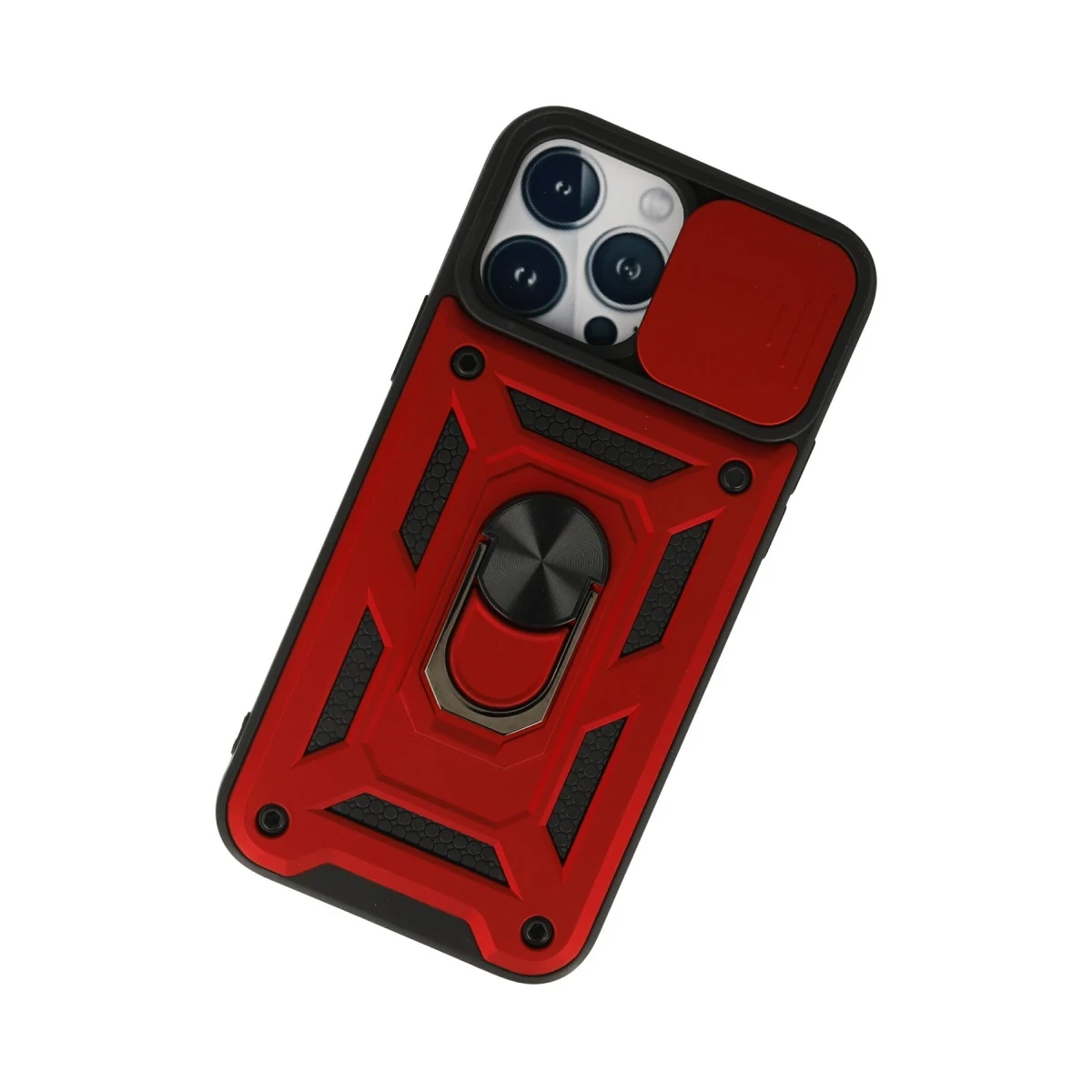 Apple iPhone 13 Pro Kılıf Pars Lens Yüzüklü Silikon - Kırmızı