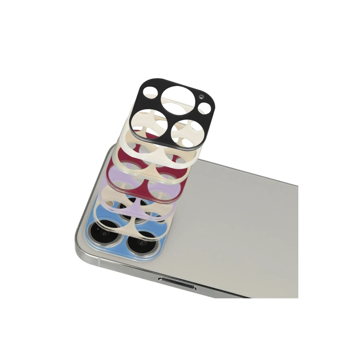 Apple iPhone 13 Pro Max Rainbow Kamera Lens Koruma Cam - Koyu Kırmızı