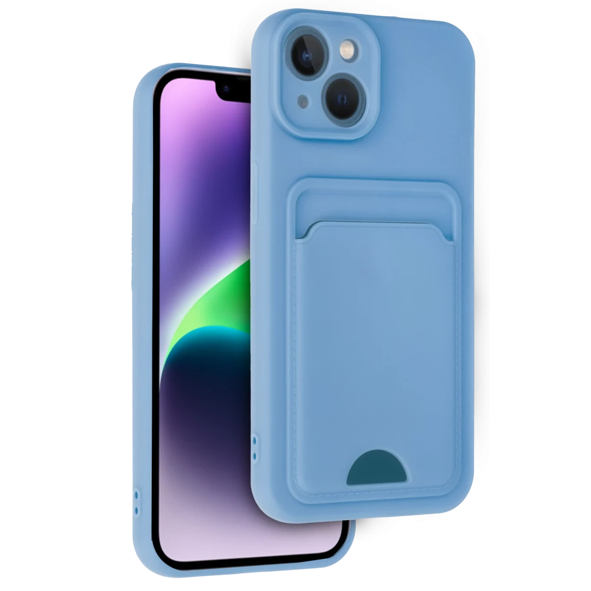 Apple iPhone 14 Kılıf Kelvin Kartvizitli Silikon - Mavi