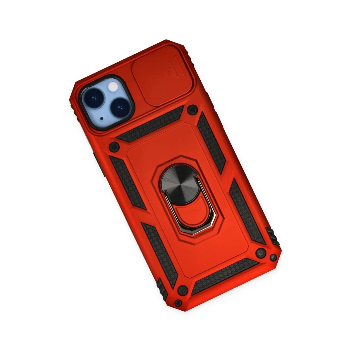 Apple iPhone 14 Plus Kılıf Pars Lens Yüzüklü Silikon - Kırmızı