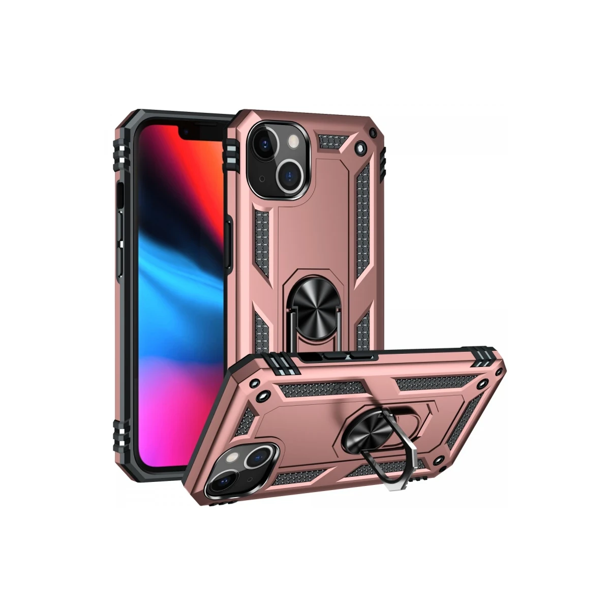 Apple iPhone 14 Plus Kılıf Sofya Yüzüklü Silikon Kapak - Rose