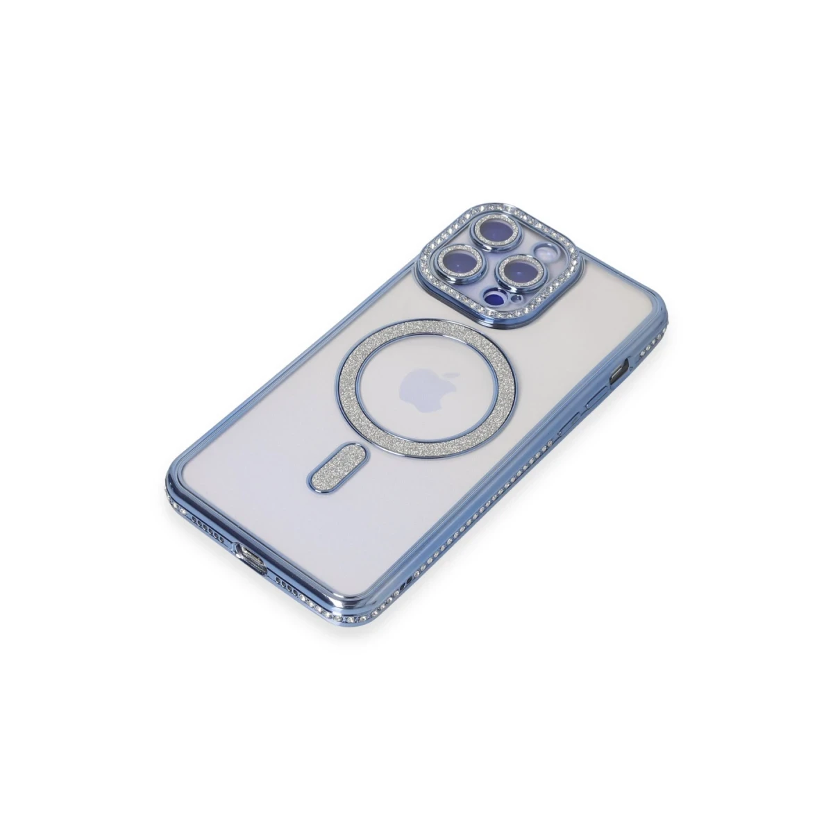 Apple iPhone 15 Pro Kılıf Joke Simli Magneticsafe Kılıf - Mavi