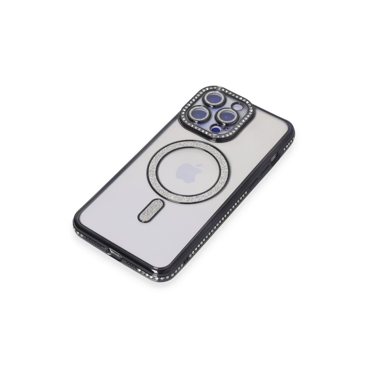 Apple iPhone 15 Pro Kılıf Joke Simli Magneticsafe Kılıf - Siyah