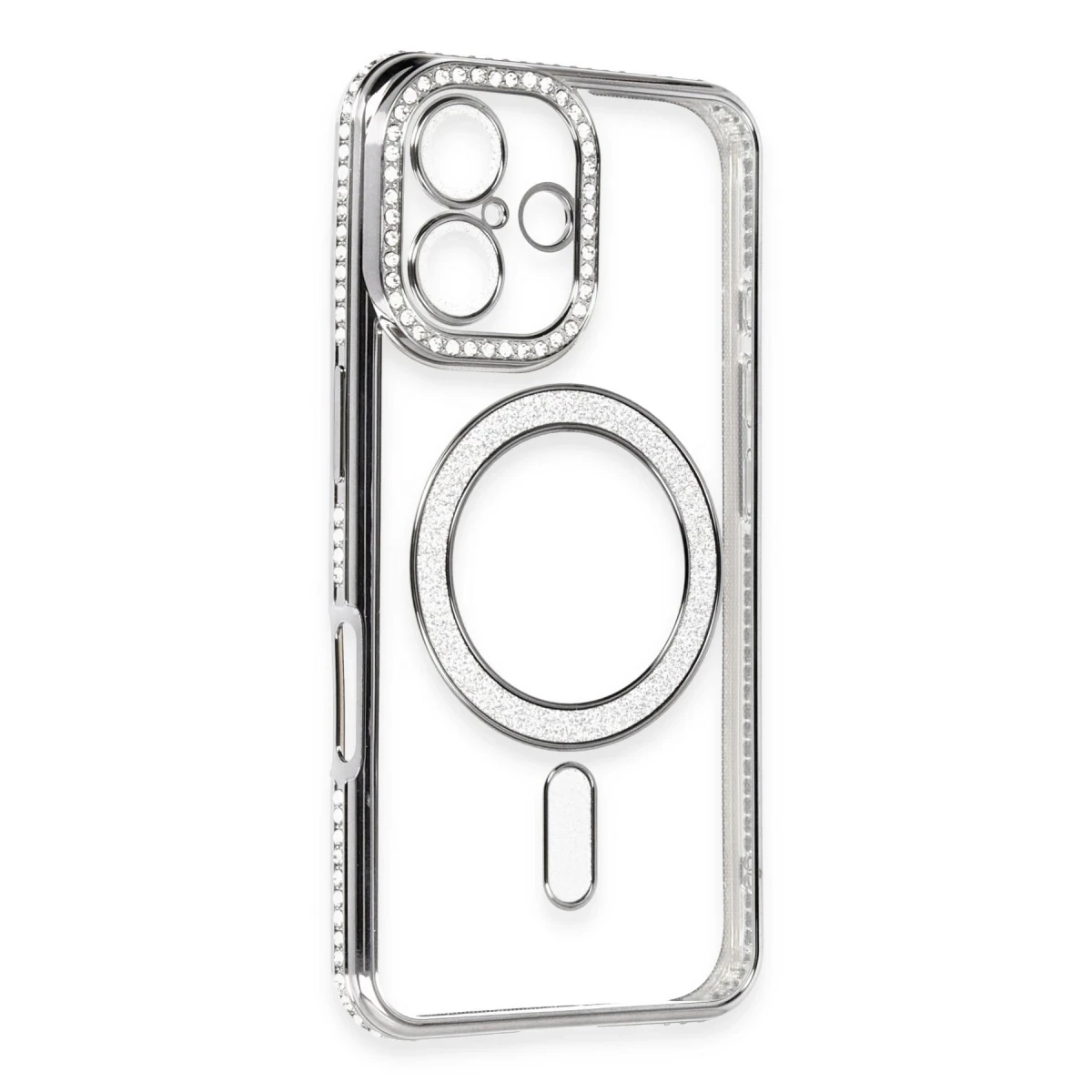 Apple iPhone 16 Kılıf Joke Simli Magneticsafe Kılıf - Gri