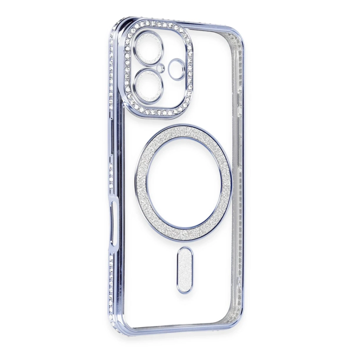 Apple iPhone 16 Kılıf Joke Simli Magneticsafe Kılıf - Mavi